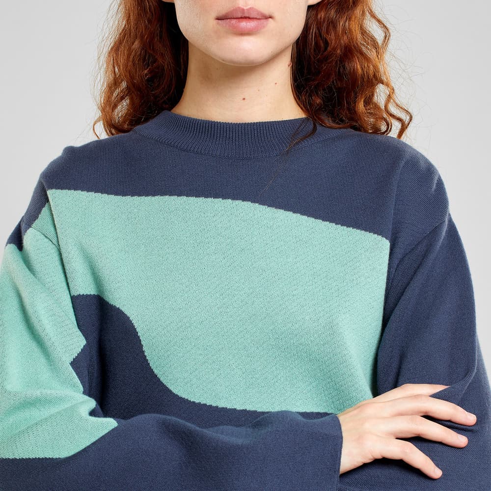 Sweater Limhamn Flowy Block Ombre Blue/Granite Green