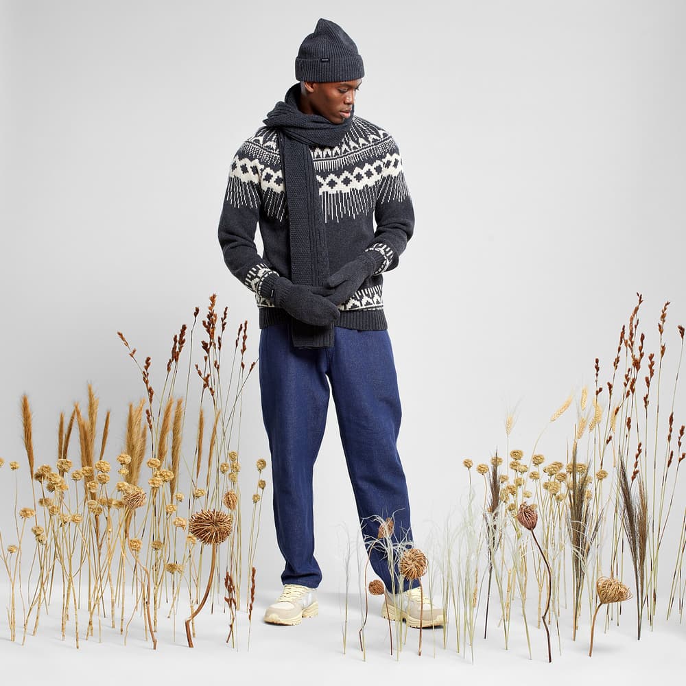 Sweater Malung Fair Isle Dark Grey Melange