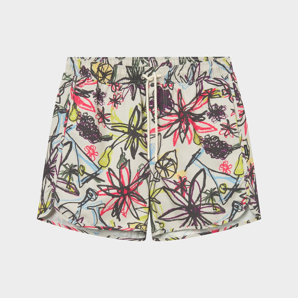 Swim Shorts Sandhamn Paradise Sketch Oat White