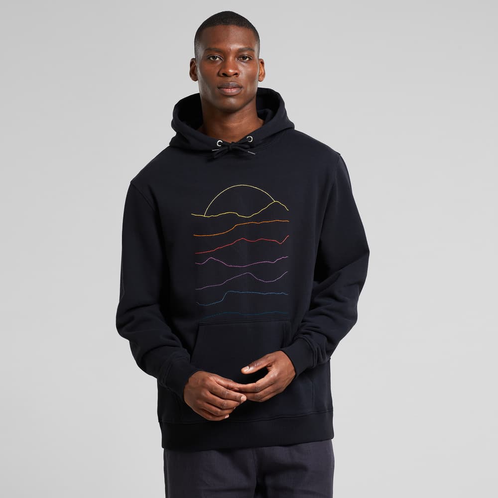 Hoodie Falun Sunset Lines Emb Black