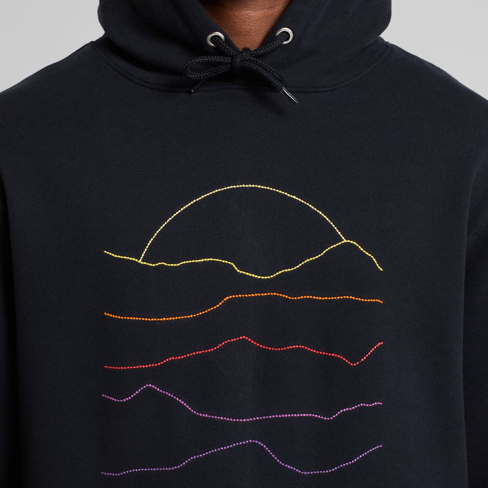 Hoodie Falun Sunset Lines Emb Black