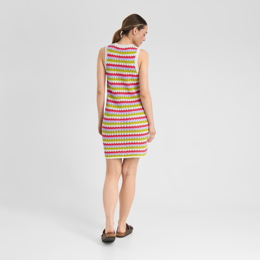 Knitted Dress Kramfors Crochet Stripe Multi Color
