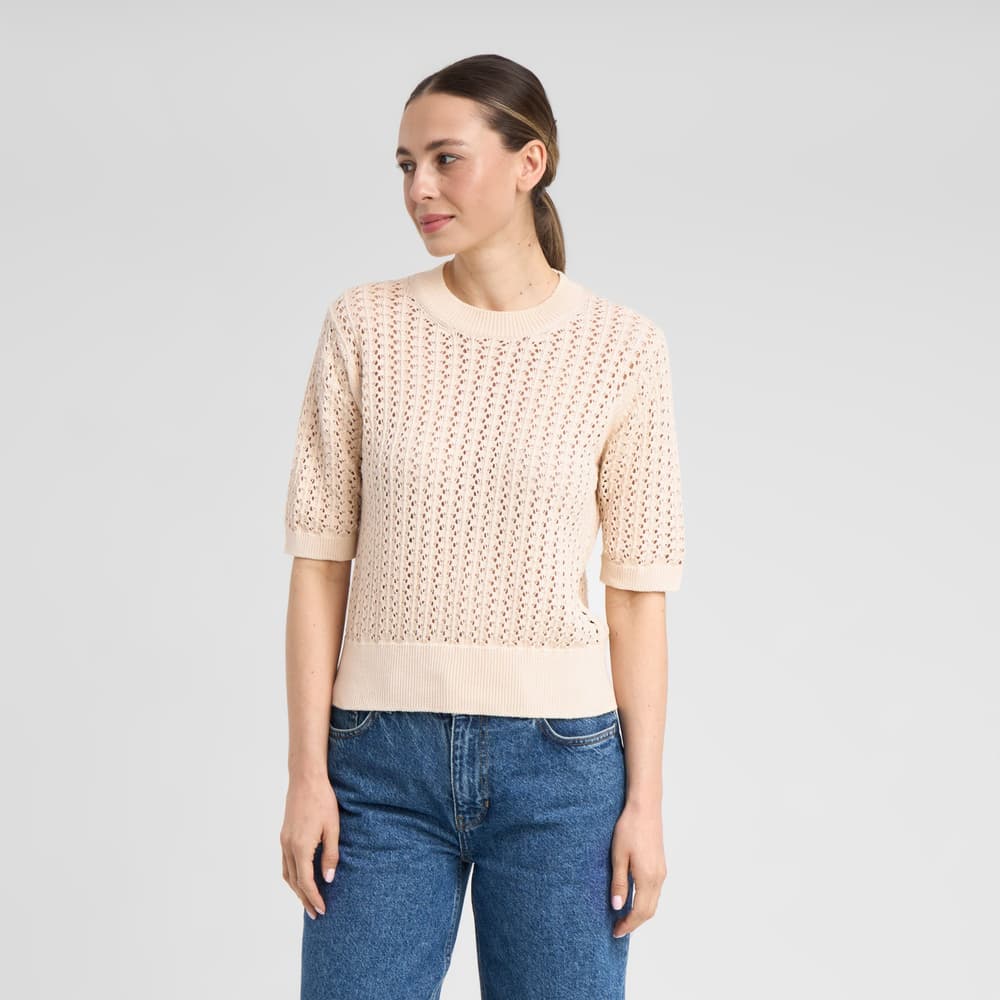 Knitted T-shirt Flen Crochet Vanilla White