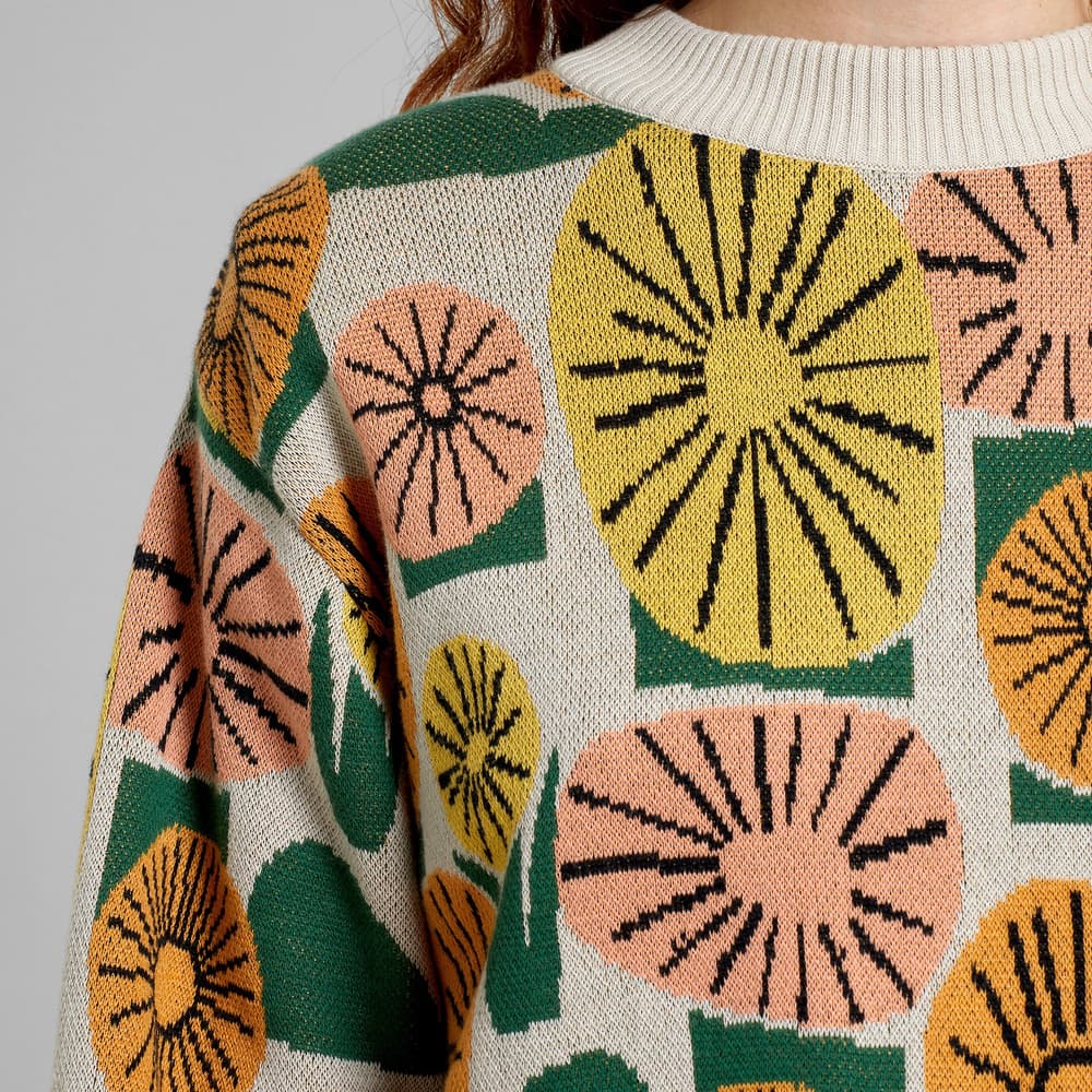 Sweater Limhamn Dandelions Oat White