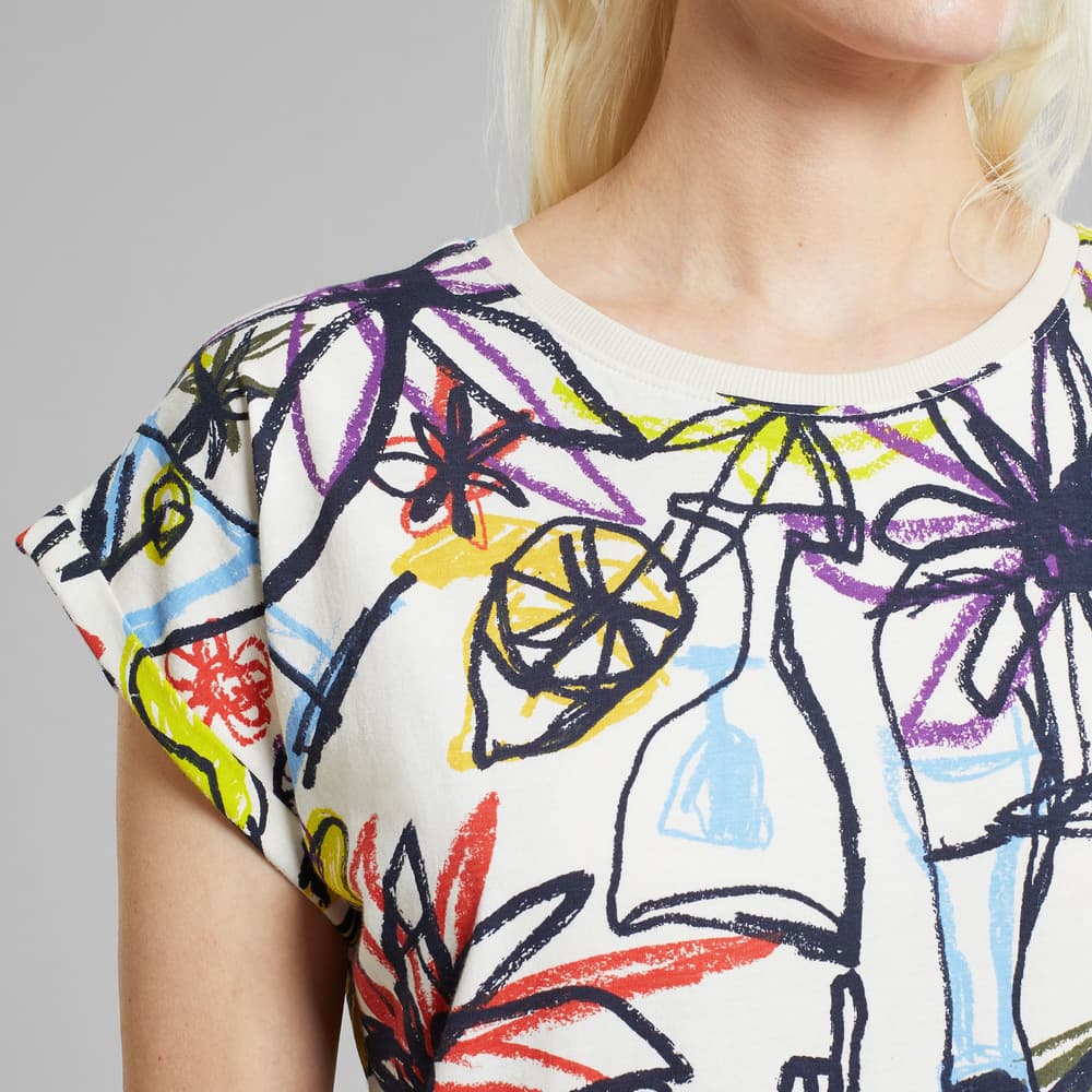 T-shirt Visby Paradise Sketch AOP Oat White