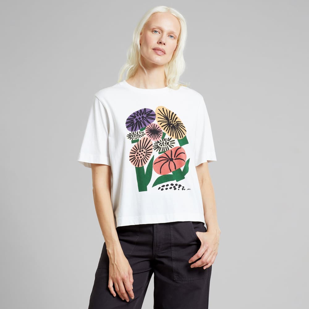 T-shirt Vadstena Memphis Flowers White