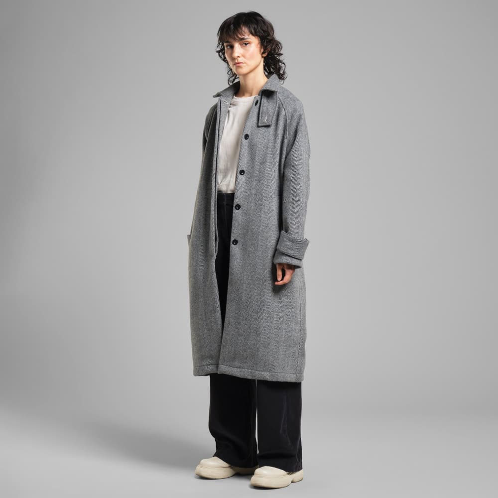 Wool Coat Lofsdalen Herringbone Black