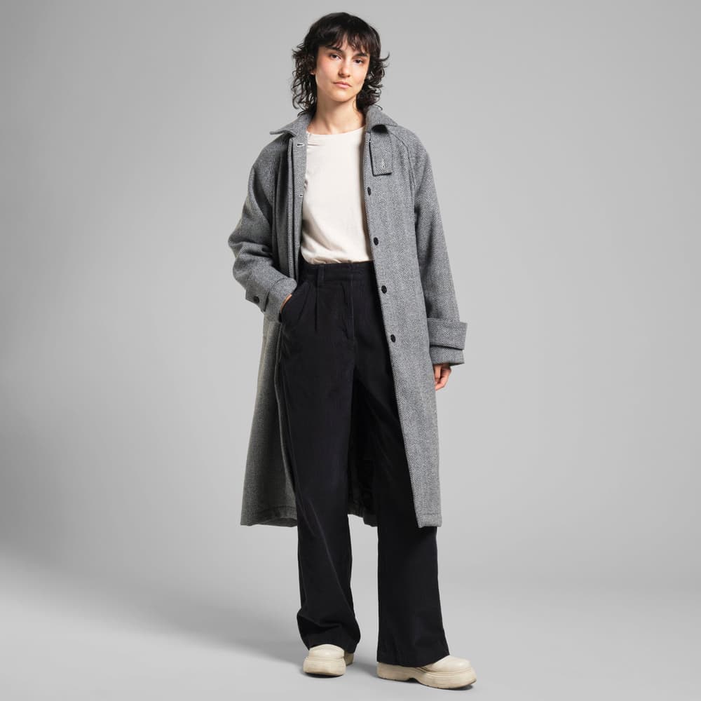 Wool Coat Lofsdalen Herringbone Black