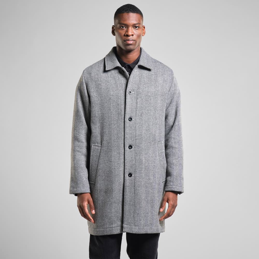 Wool Coat Stranda Herringbone Black