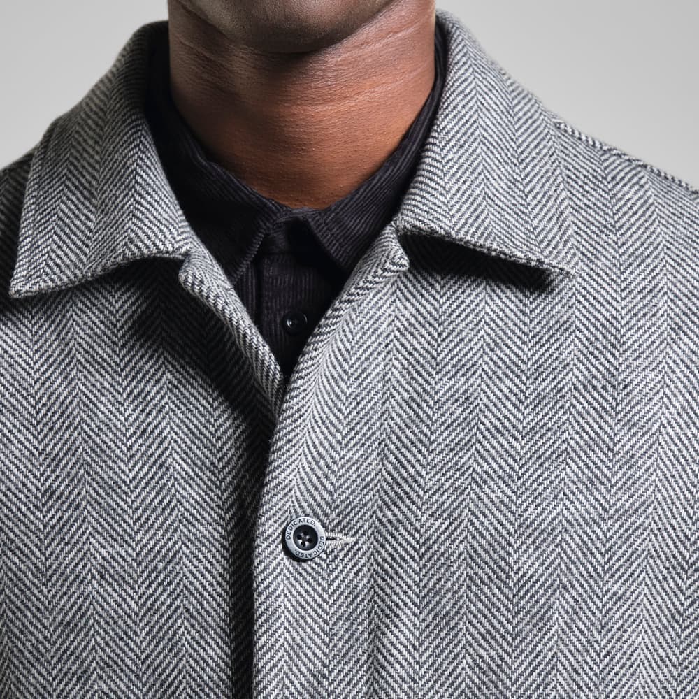 Wool Coat Stranda Herringbone Black