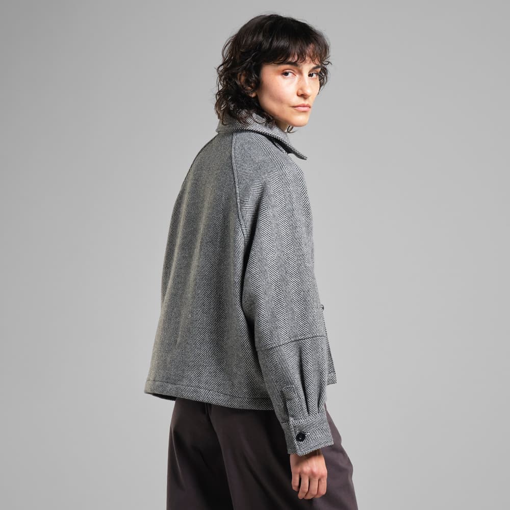 Wool Jacket Nabben Herringbone Black