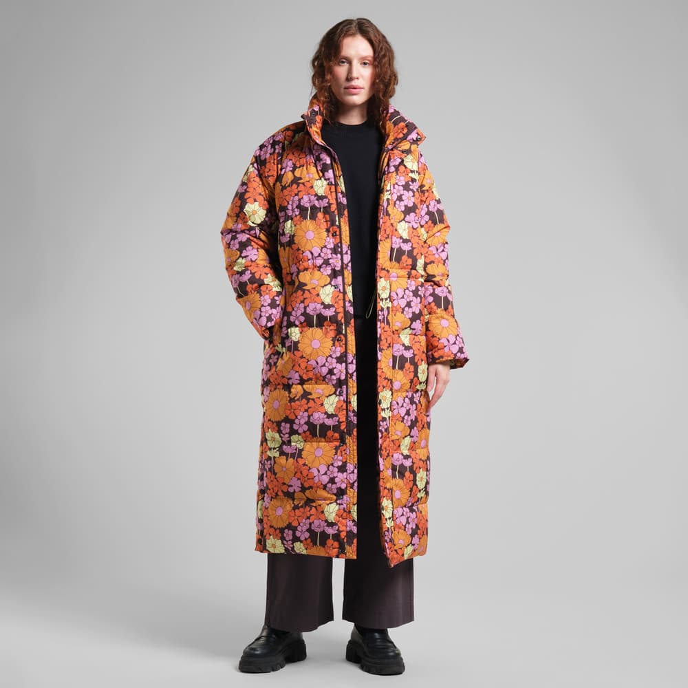 Long Puffer Jacket Karmas Flower Power Multi Color