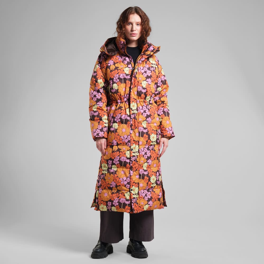 Long Puffer Jacket Karmas Flower Power Multi Color