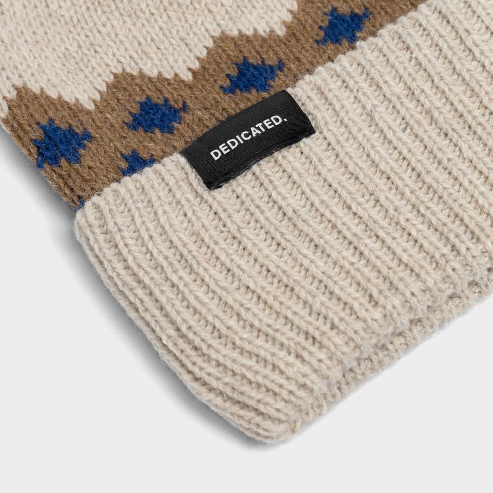 Beanie Hemavan Wool Fair Isle Pearl White