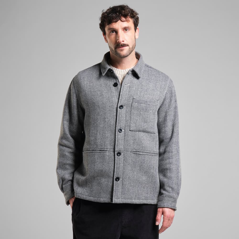 Wool Jacket Fagersta Herringbone Black
