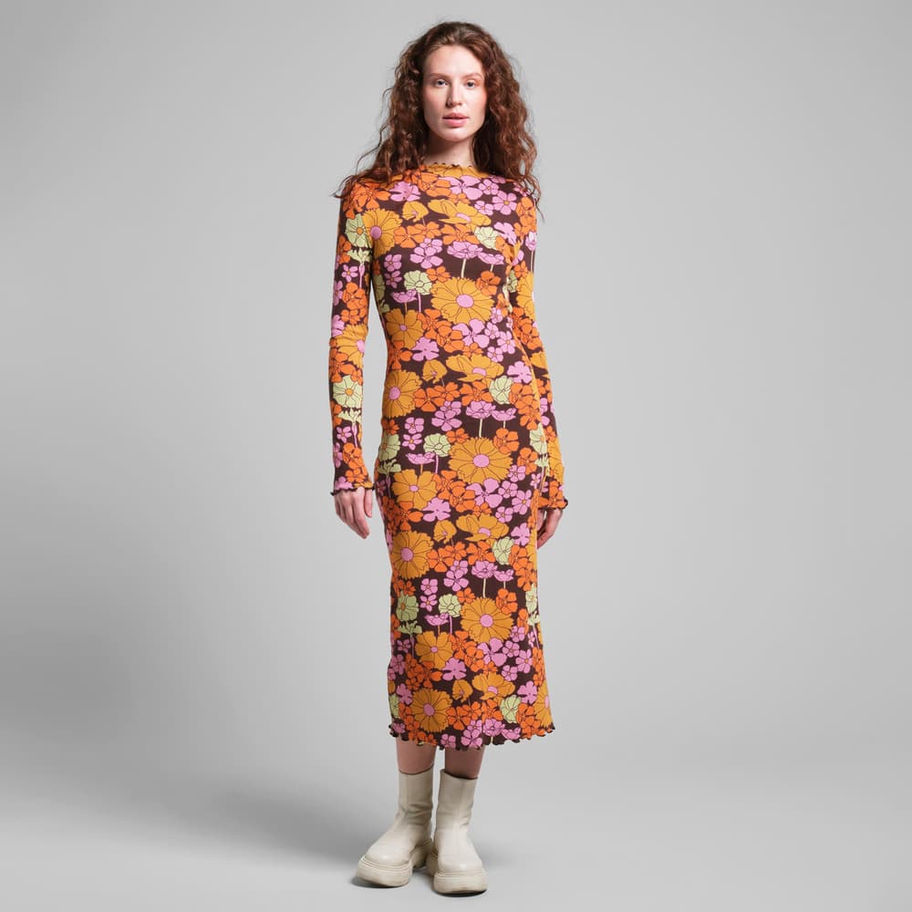 Rib Dress Lofta Flower Power Multi Color