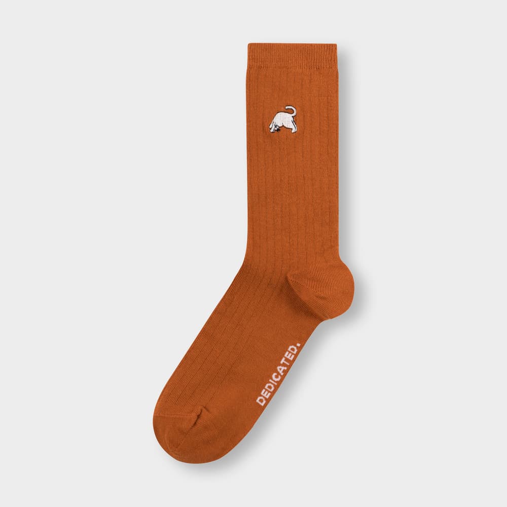 Rib Socks Knivsta Dog Pose Cinnamon Orange