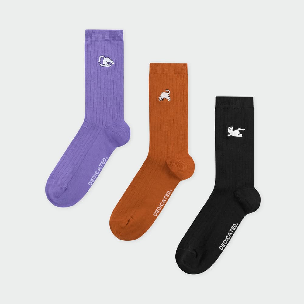Rib Socks Knivsta Yoga Cats 3-pack
