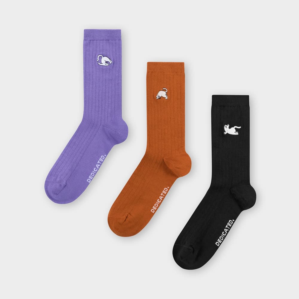 Rib Socks Knivsta Yoga Cats 3-pack