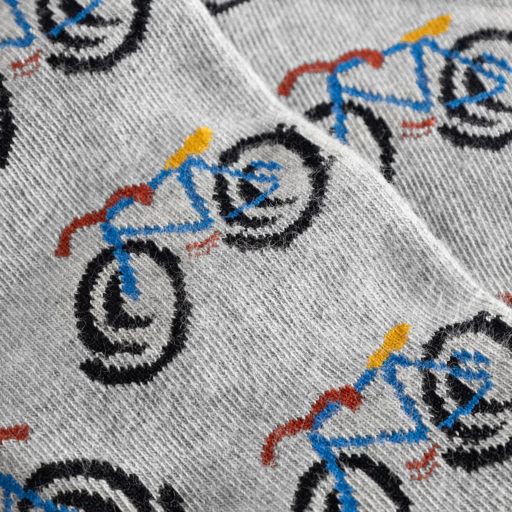 Socks Sigtuna Happy Bike AOP Grey Melange