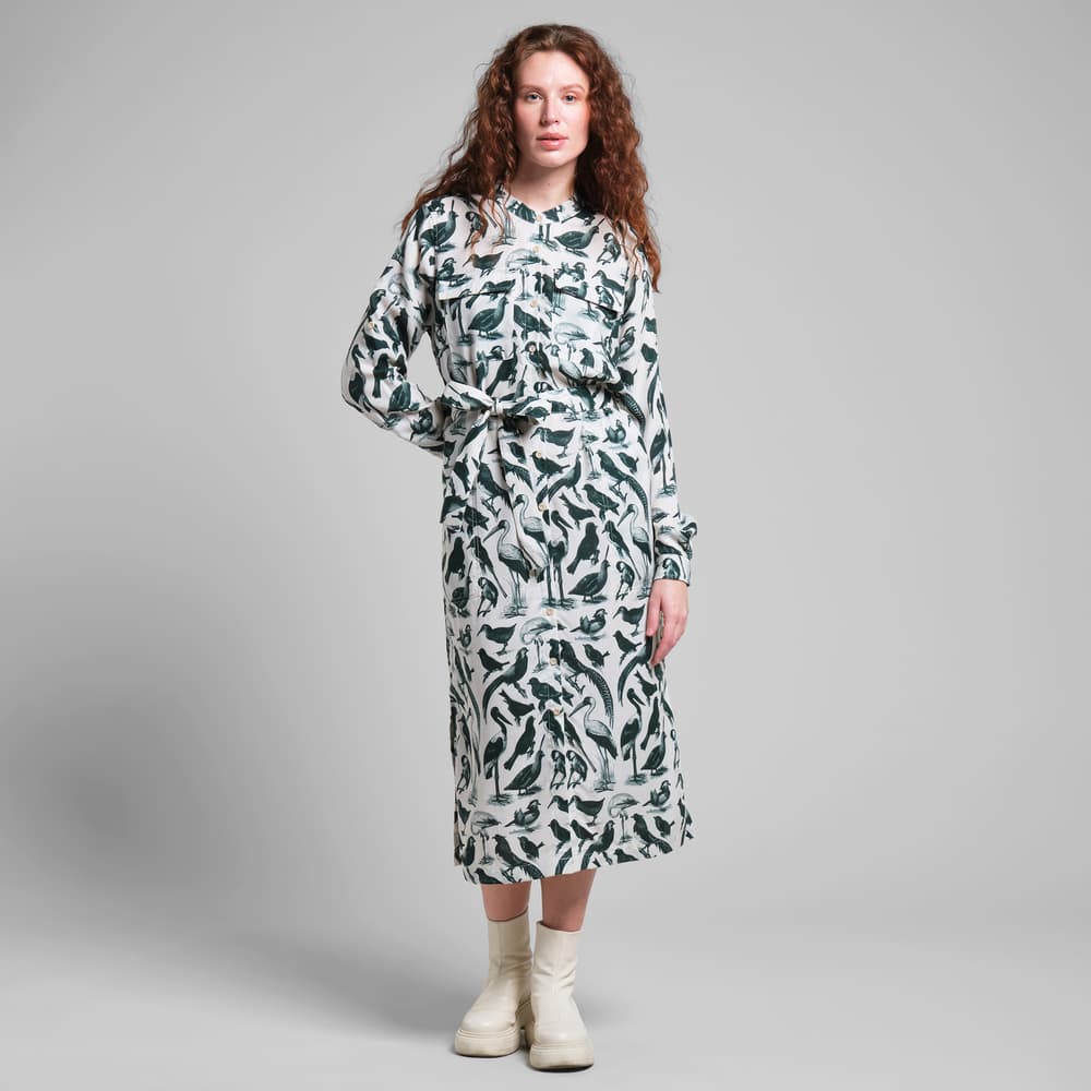 Shirt Dress Falsterbo Birds Green