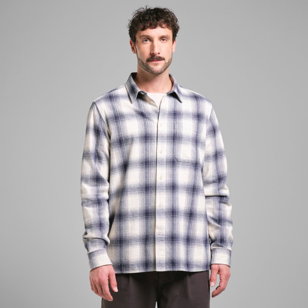 Shirt Rute Flannel Shadow Check Oat White