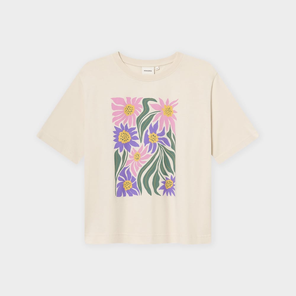 T-shirt Vadstena Daisy Block Oat White