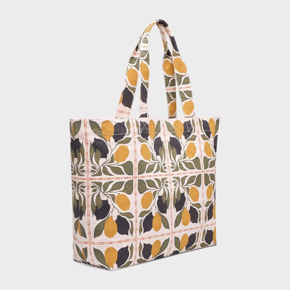 Beach Bag Sundre Lemon Tiles Oat White