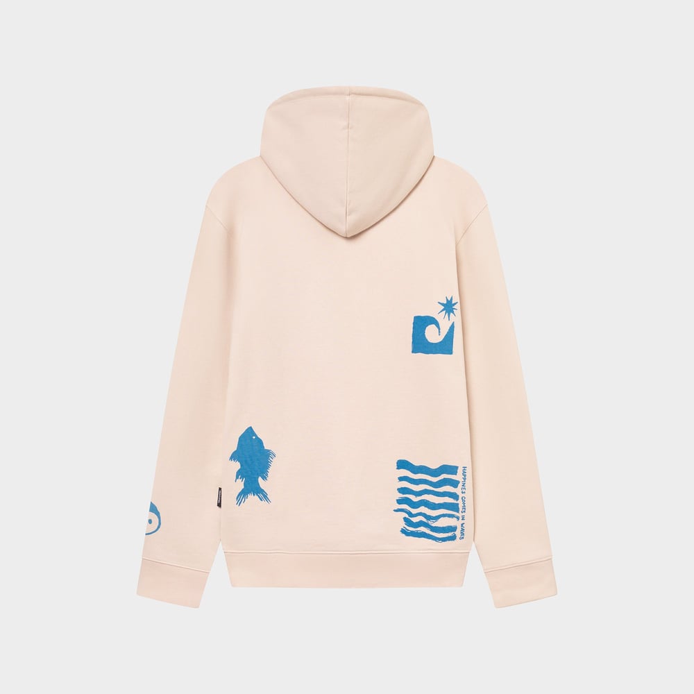 Hoodie Falun Beach Collage Oat White