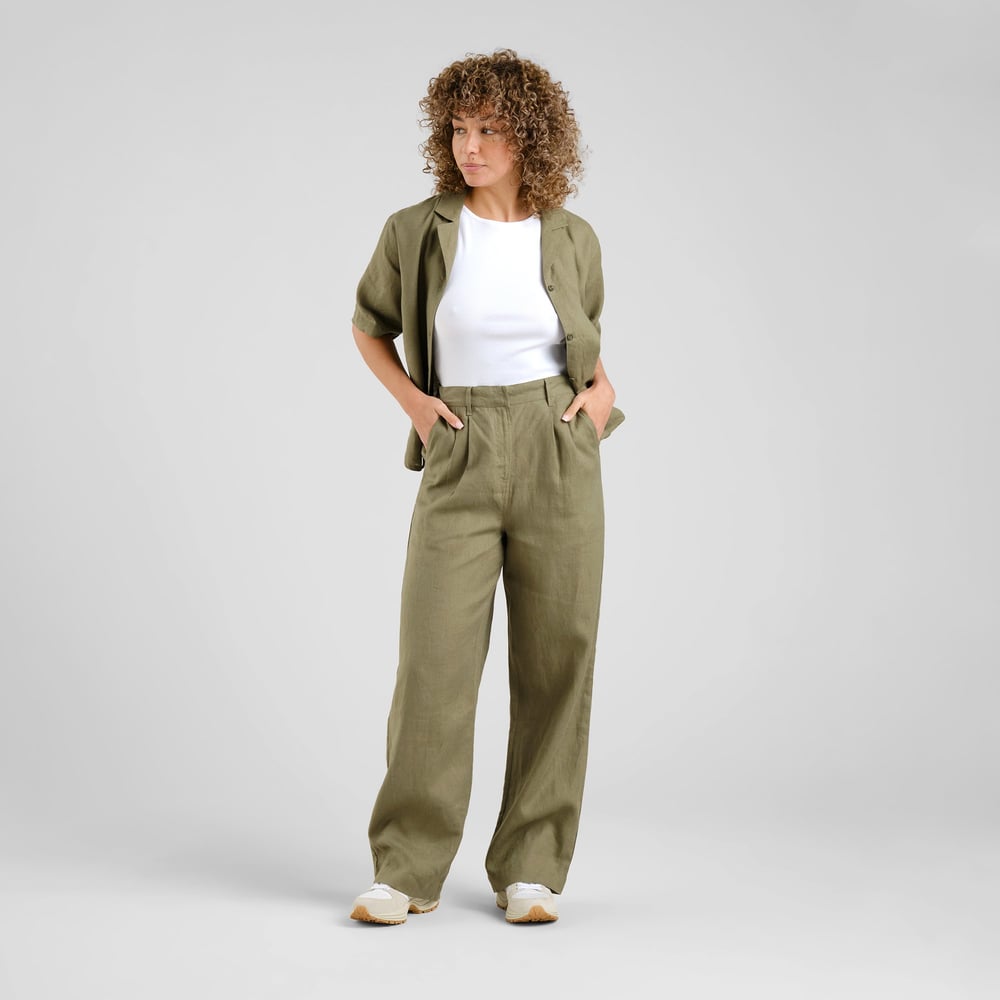 Pants Vickleby Linen Leaf Green