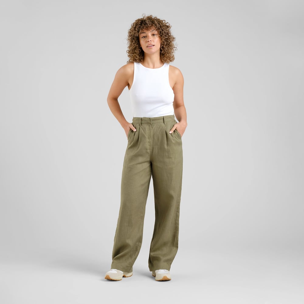 Pants Vickleby Linen Leaf Green
