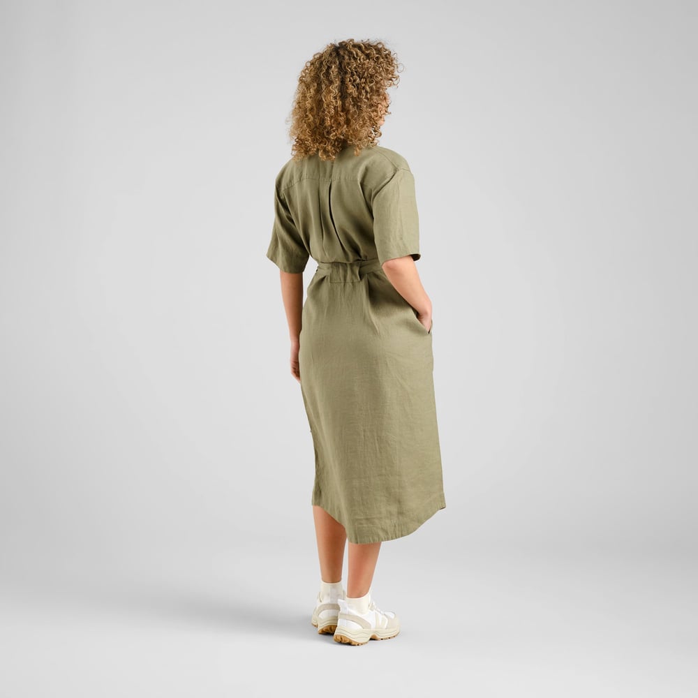 Shirt Dress Ripa Linen Leaf Green