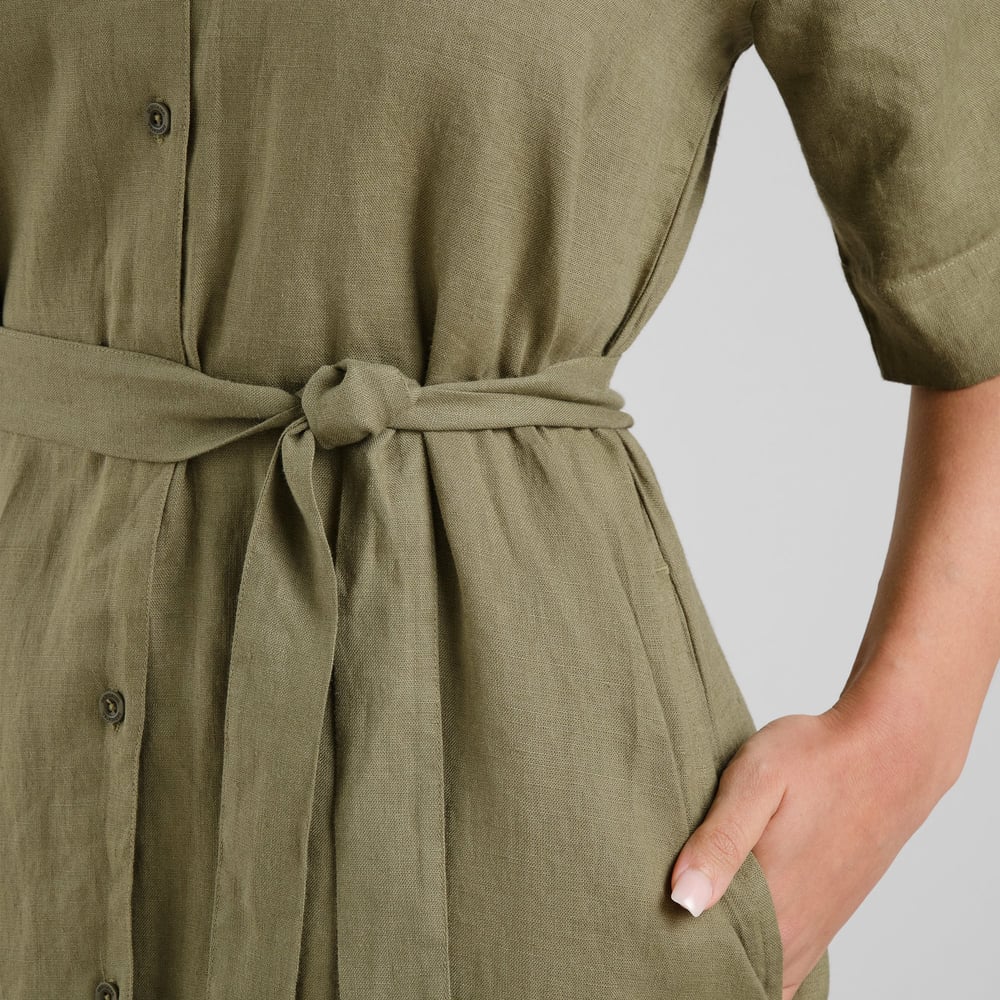 Shirt Dress Ripa Linen Leaf Green