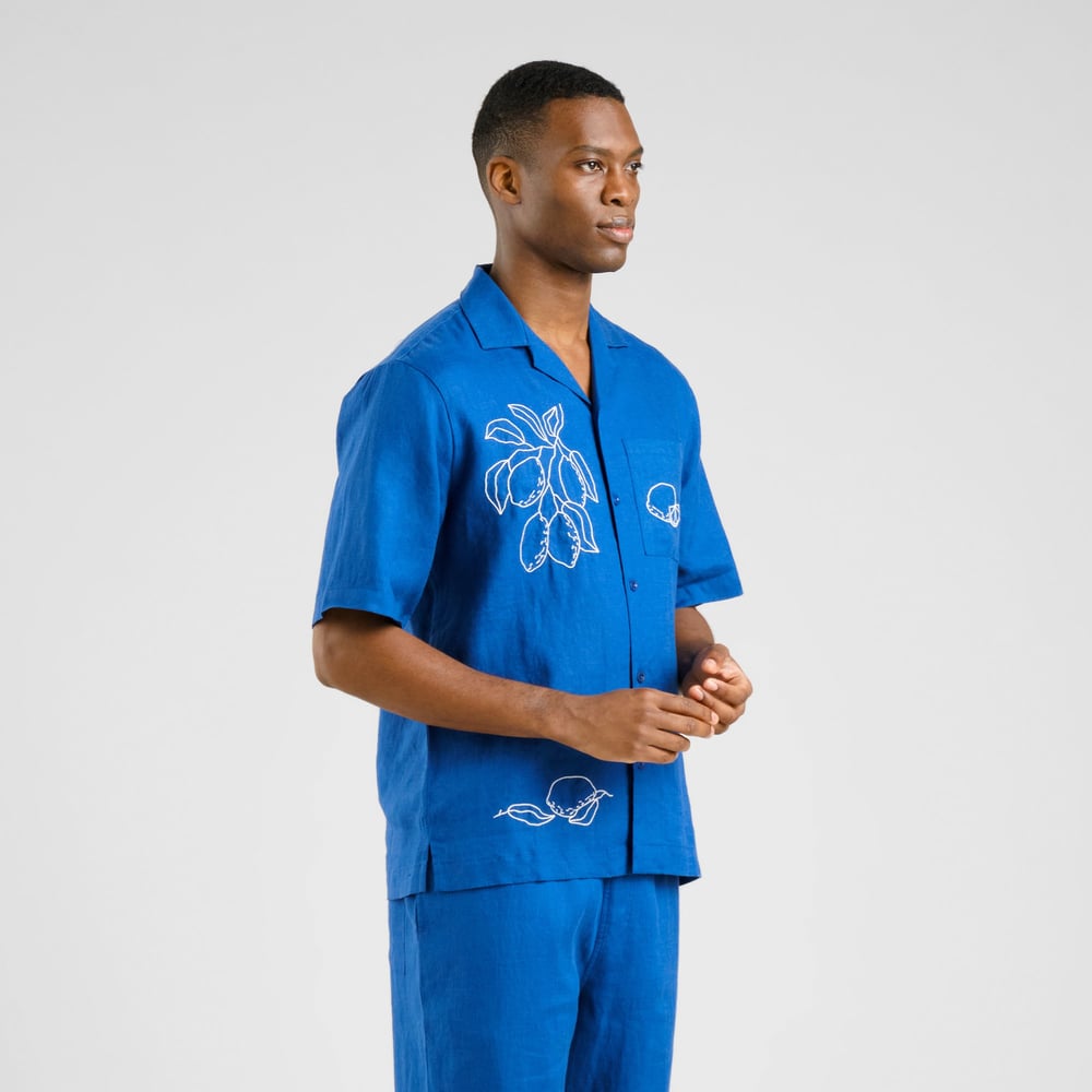 Shirt Marstrand Linen EMB Limoges Blue