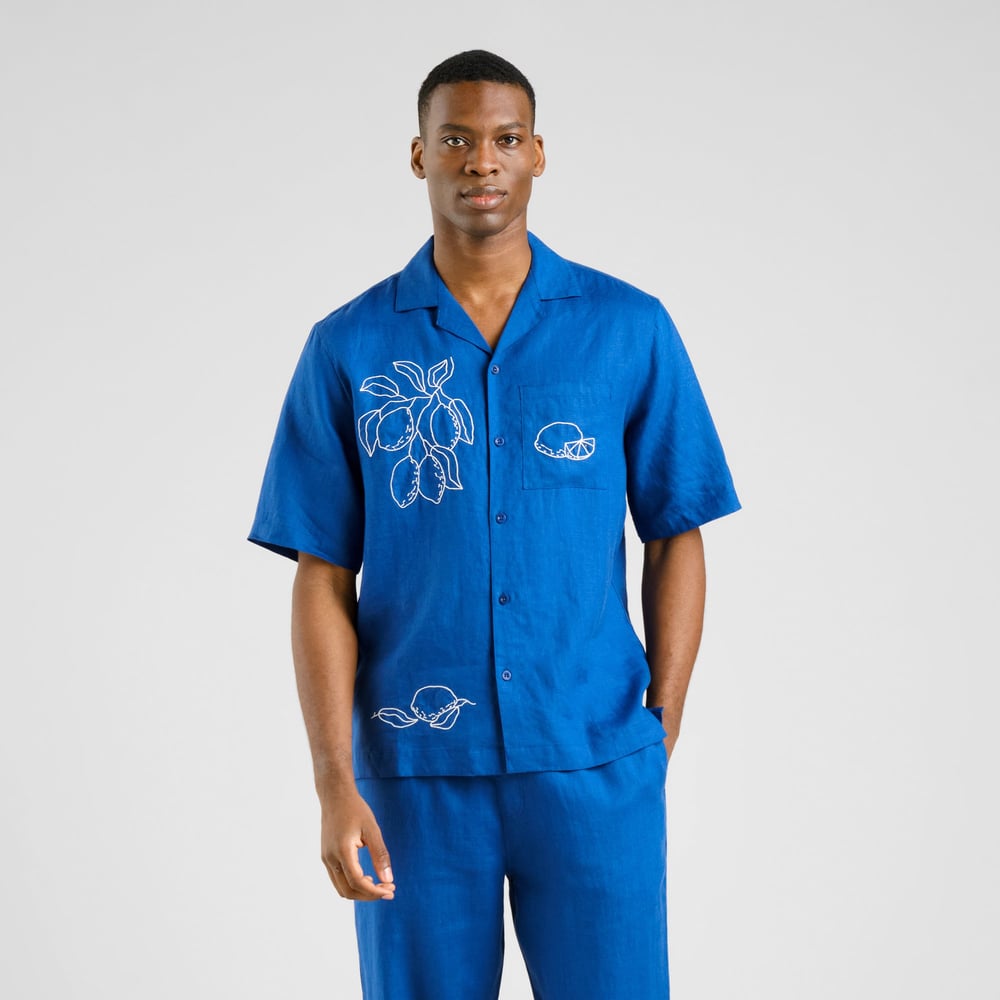 Shirt Marstrand Linen EMB Limoges Blue