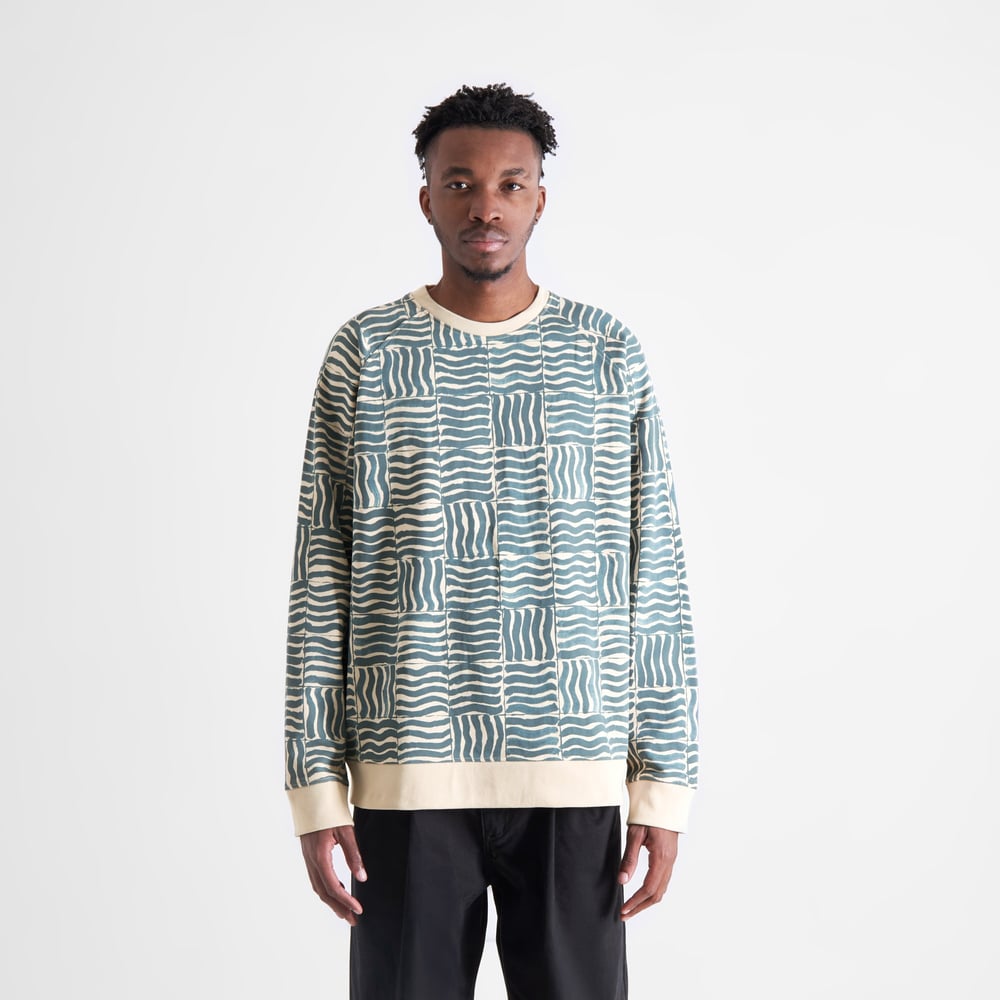 Sweatshirt Malmoe Wave Tiles Oat White