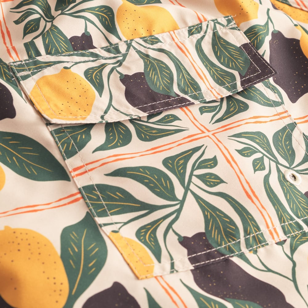 Swim Shorts Sandhamn Lemon TIles Oat White