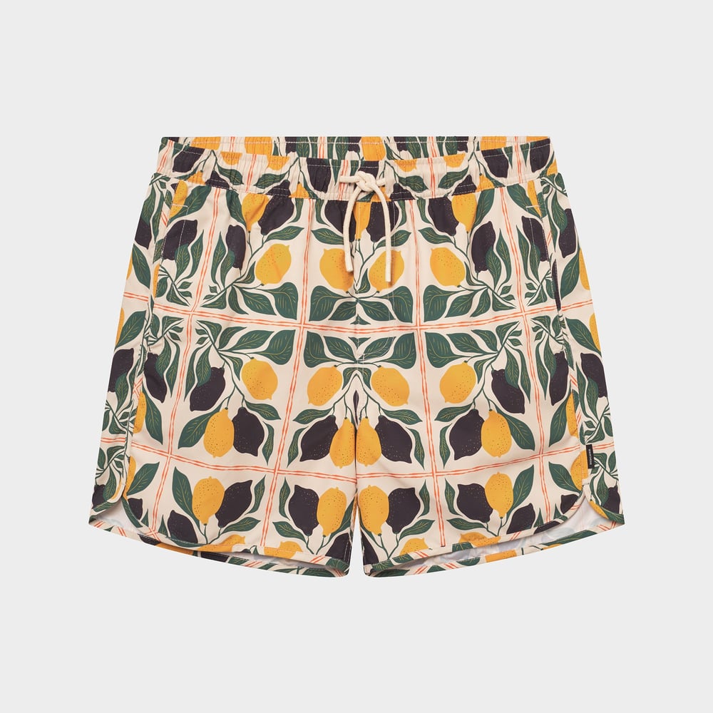 Swim Shorts Sandhamn Lemon TIles Oat White
