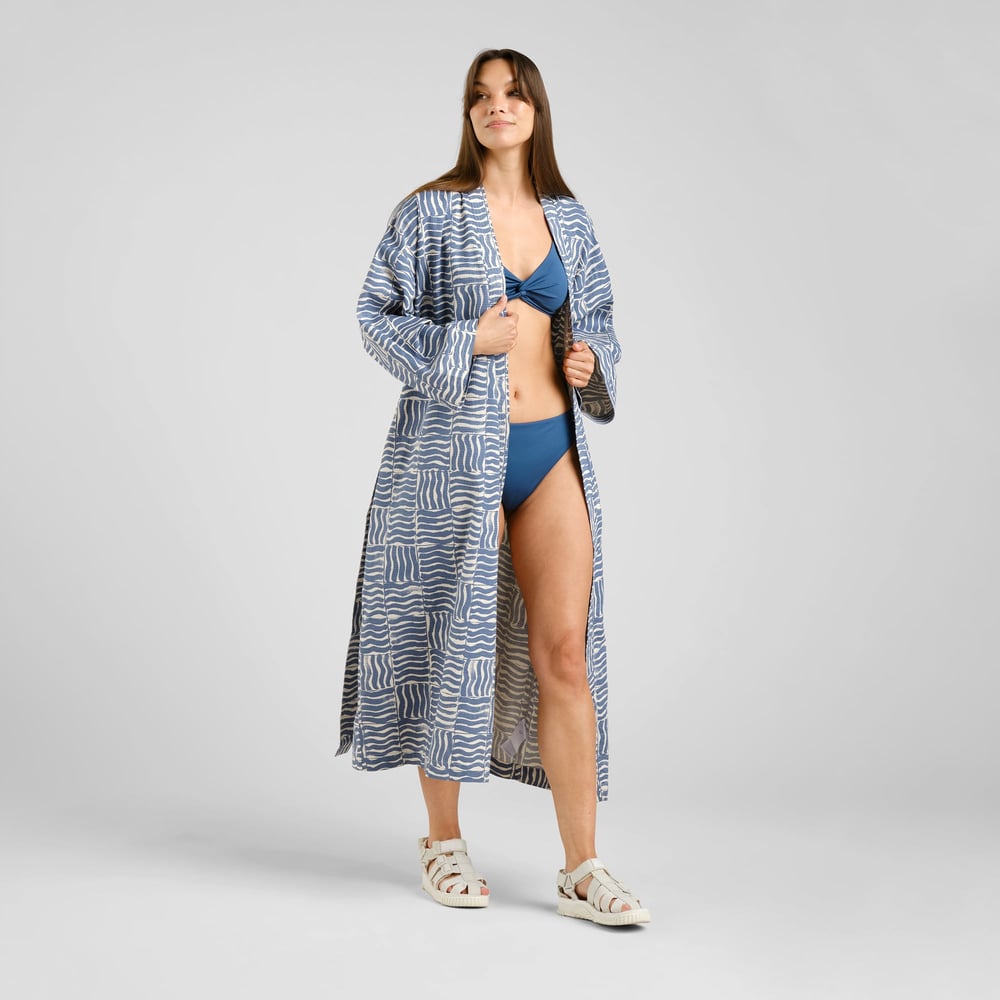 Glabo Bathrobe Wave Tiles Blue