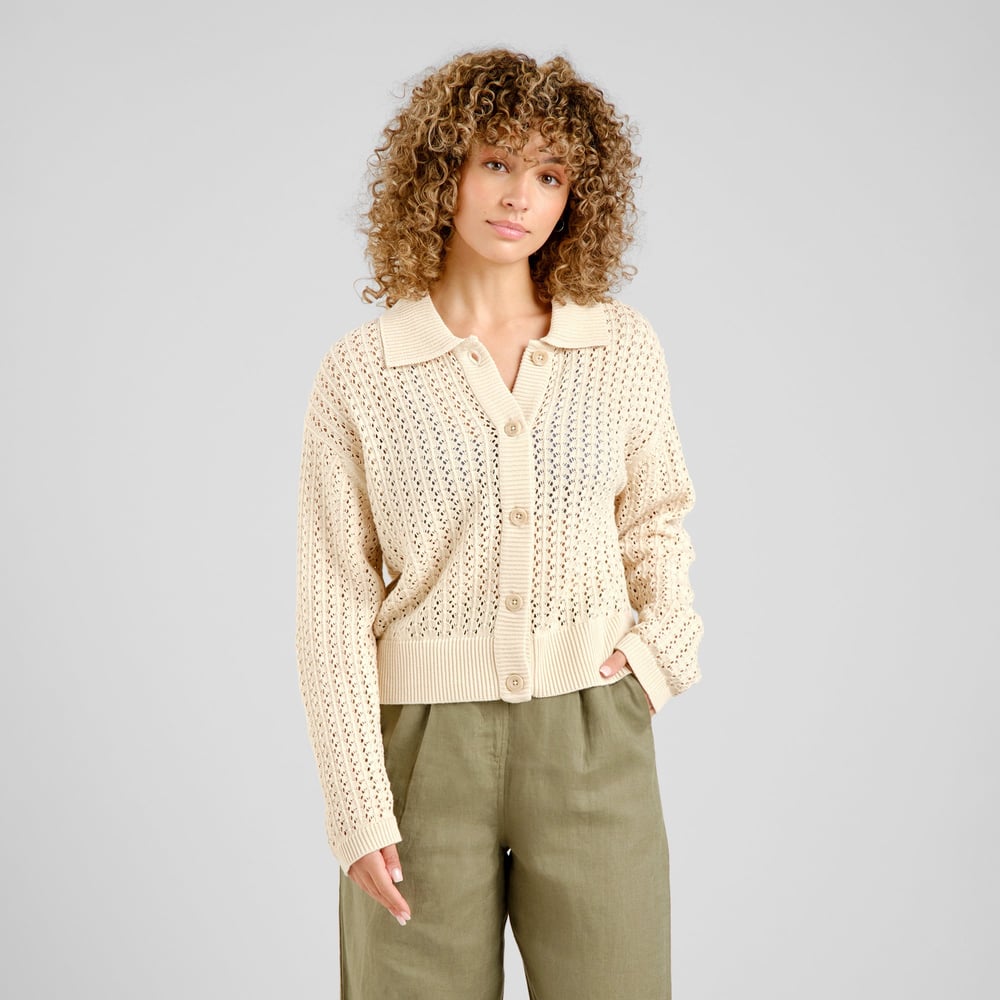 Knitted Cardigan Rosendal Crochet Vanilla White