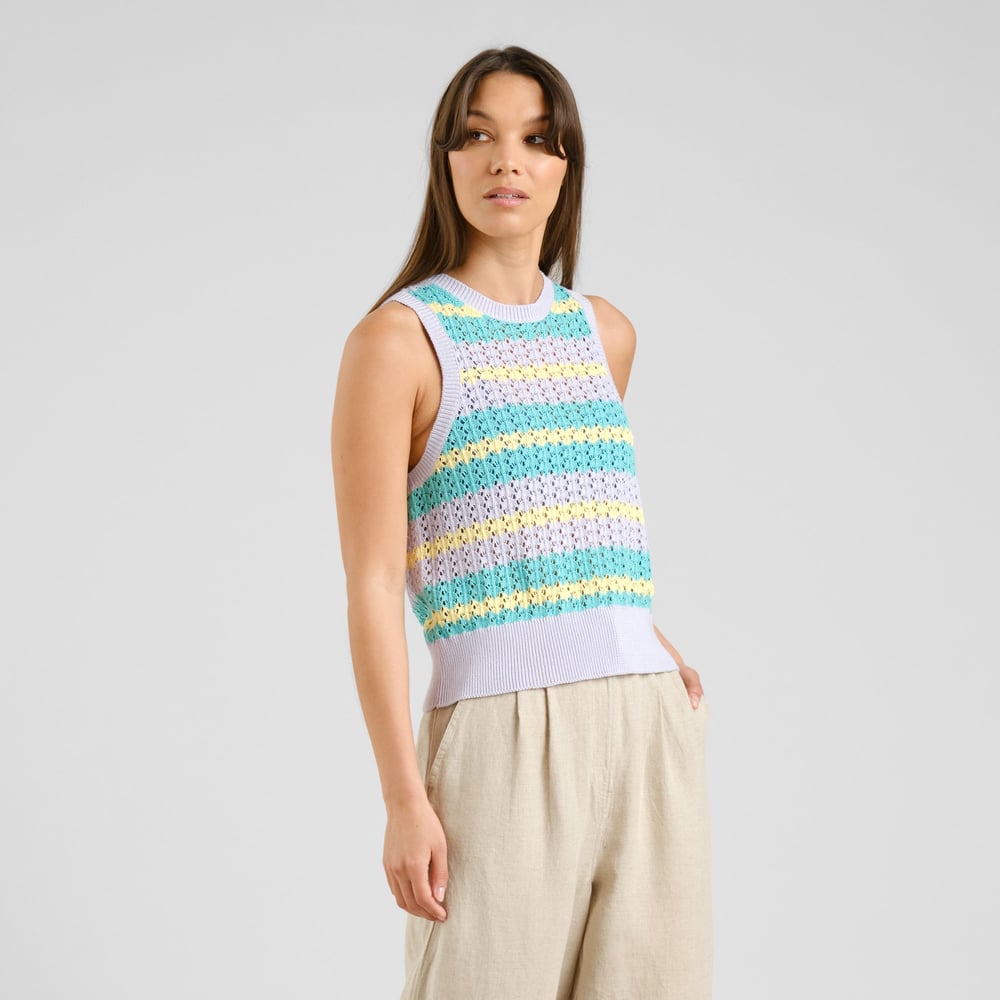 Top Oskarshamn Crochet Retro Stripe Multi Color