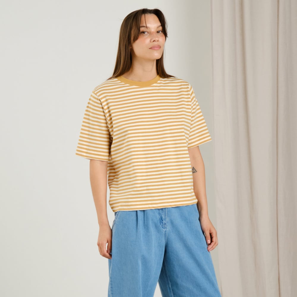 T-shirt Vadstena Stripes Gold Yellow