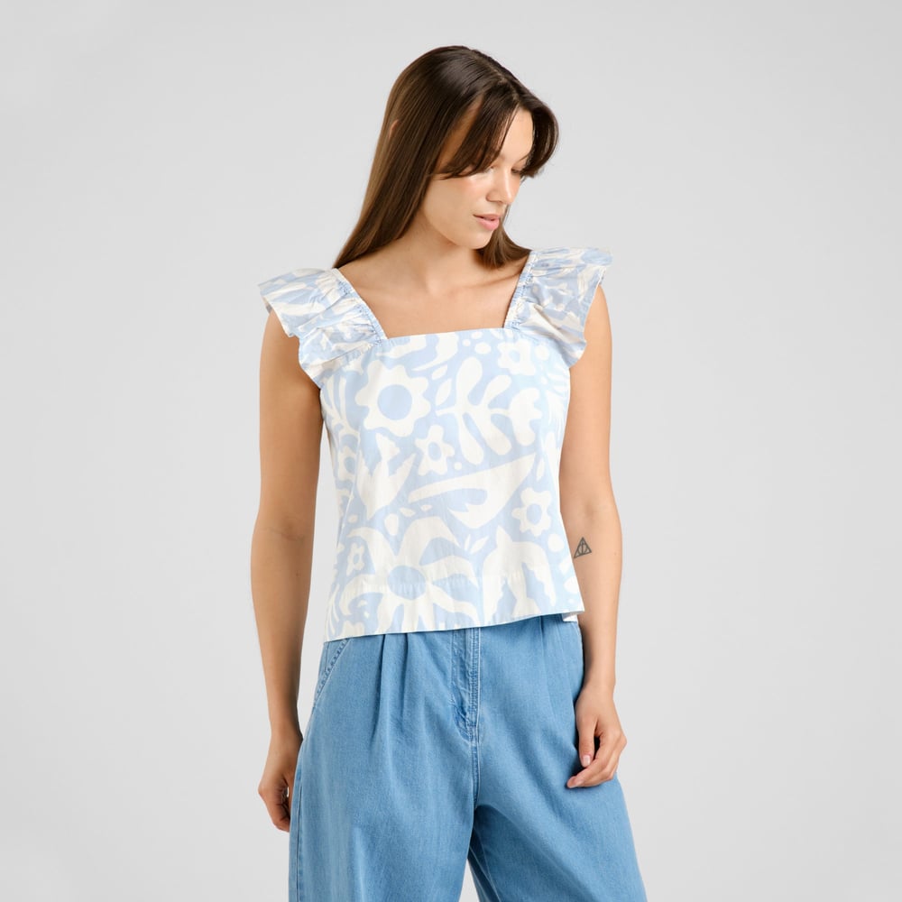 Top Furusund Poplin Wonky Beach Skyway Blue