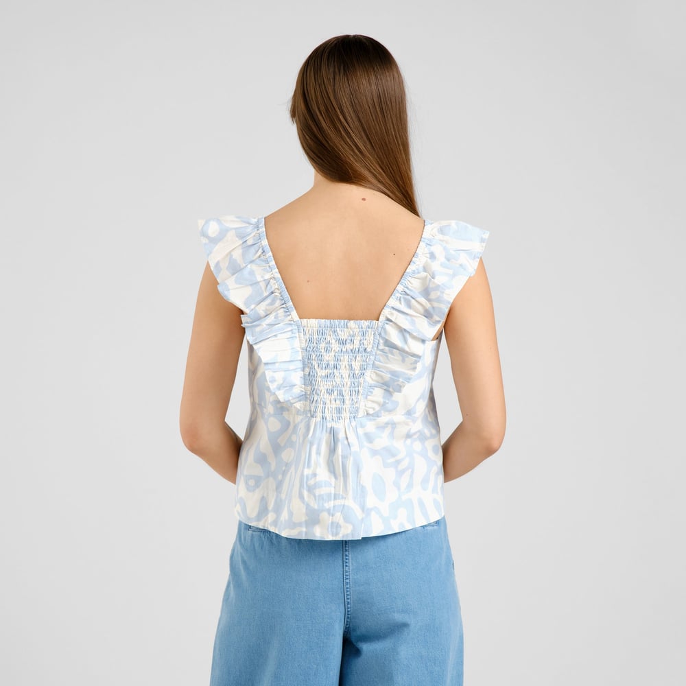 Top Furusund Poplin Wonky Beach Skyway Blue