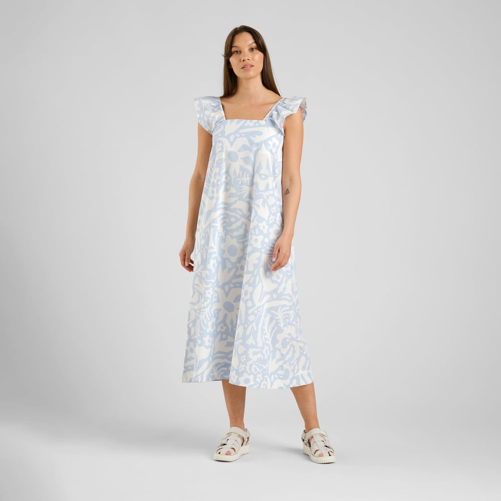 Dress Landsort Poplin Wonky Beach Skyway Blue