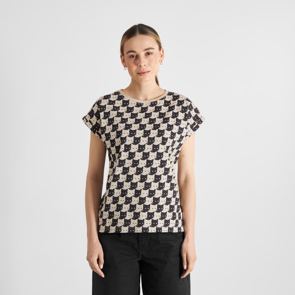 T-shirt Visby Pepita Cats Oat White