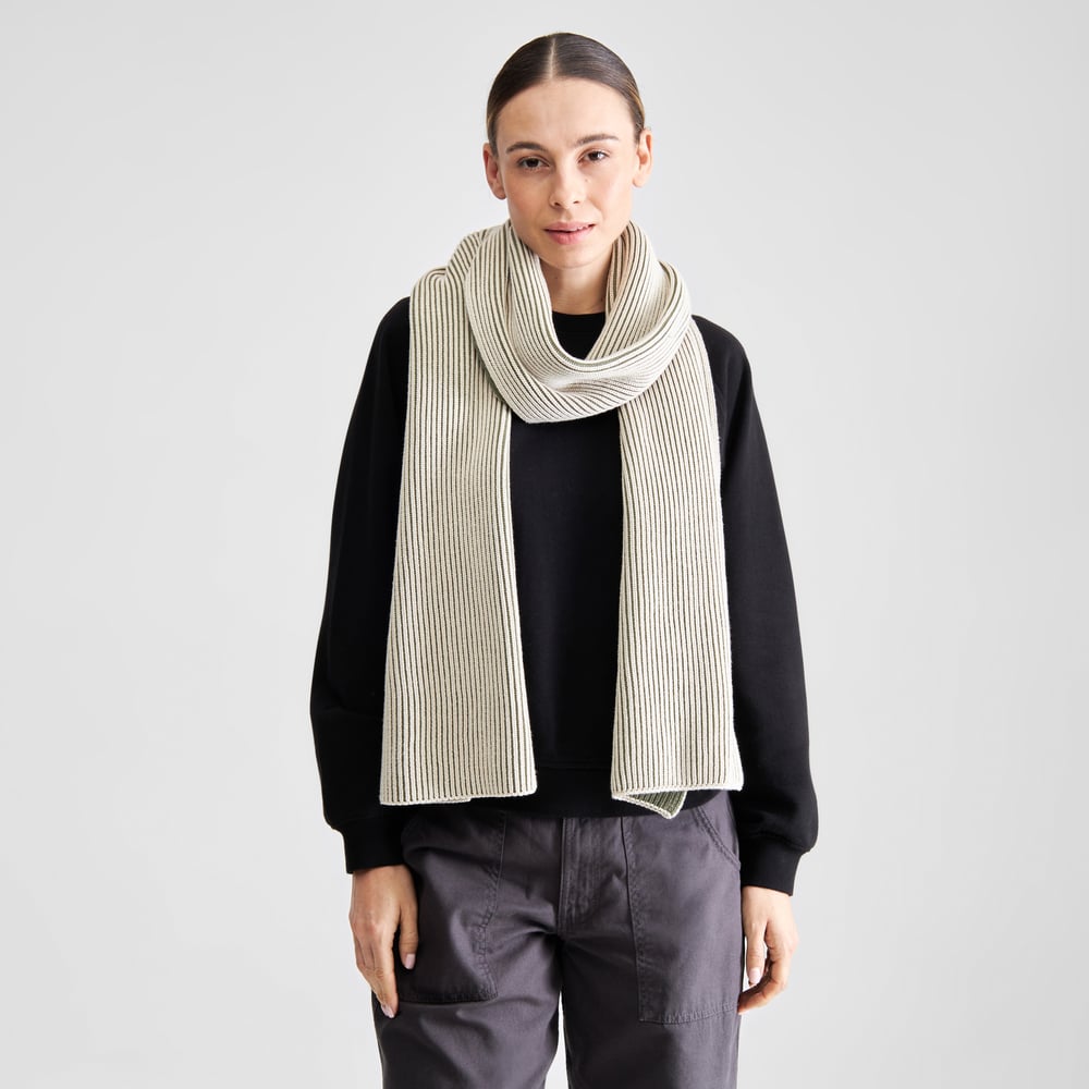 Scarf Norrfors Brioche Oat White/Leaf Green