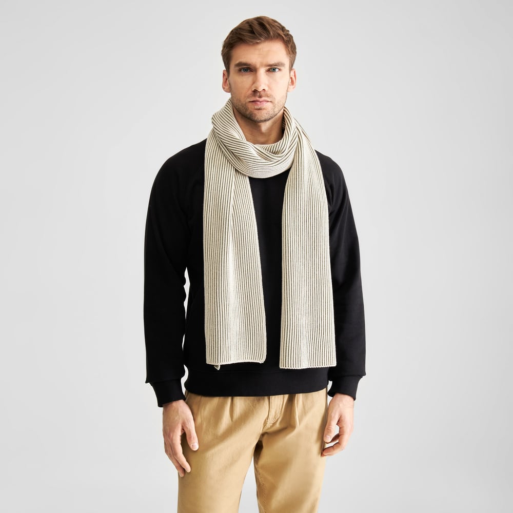 Scarf Norrfors Brioche Oat White/Leaf Green