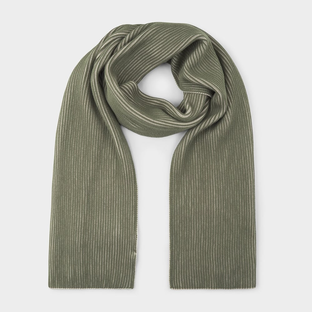 Scarf Norrfors Brioche Oat White/Leaf Green