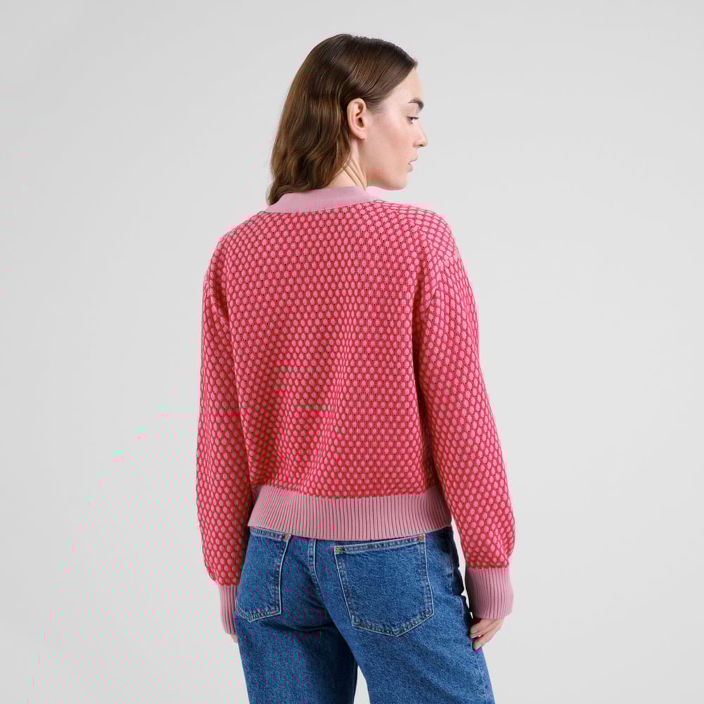 Cardigan Kanan Bubble Knit True Red/Lilas Pink